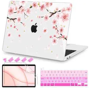 Teryeefi MacBook Pro 13 Case 2022 2021 2020-2016 Model M2 M1 A2338 A2289 A2251 A2159 A1989 A1706 with Touch Bar Touch ID, Plastic Hard Cover Shell + Keyboard Skin Screen Protector, Cherry Blossoms