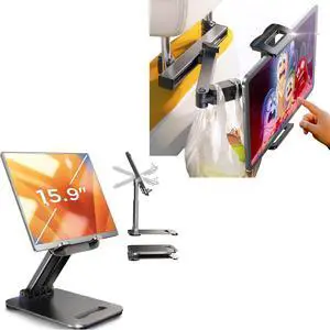 LISEN for iPad Car Mount Headrest Tablet Holder Mount for Car iPad Holder Backseat Kids, Road Trip Essentials Must Haves, 3-in-1 Extendable Arm for iPad Pro Air Mini 10th/Fire HD 10 /Kindle 4.7-11.9"