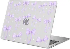 BlHMCASE Compatible with MacBook Pro 13 inch Case M2 2025, 2024-2016 A2338 M1 A2251 A2289 A2159 A1989 A1708 A1706, Cute Purple Ribbon Bow Protective Hard Shell Matte Cover for Mac Pro 13
