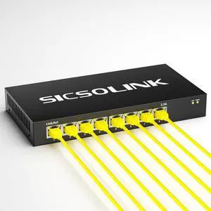 2.5Gb Switch, 8*2.5g Base-T Port Network Switch 2.5 Gigabit, Unmanaged Ethernet Switch for Gaming PC, NAS, 60Gbps Capacity, Fanless Silent, Desktop& Wall Mount. (8 Port 2.5gb Switch)