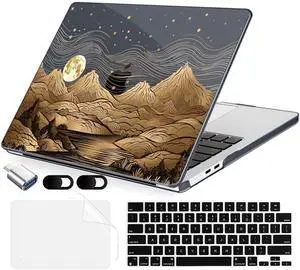 MecBevia Compatible with MacBook Air 15 inch Case, M4 A3241/M3 A3114/M2 A2941 (Released 2025 to 2023), Hard Shell, Keyboard Cover, Screen Protector, Webcam Cover & Type-C Adapter, Mount