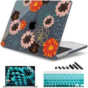 May Chen Case for MacBook Pro 14 inch, Models A2442 A2779 A2918 A2992 A3401 A3185 A3112 A3434, M1 M2 M3 M4 M5 Chip (2021-2025 Release), Plastic Hard Shell Case with Keyboard Cover, Flower