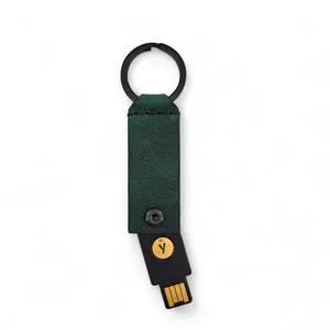 Leather Case for YubiKey 5 NFC and 5C NFC, Protector Yubico, Flip Cover Security Key, Keychain Holder with Metal Ring, 9 colors(Dark Green)