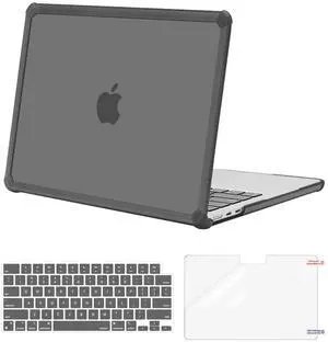 MOSISO Compatible with MacBook Air 13 inch Case 2025 2024 2023 2022 M4 A3240 M3 A3113 M2 A2681,Anti-Cracking Heavy Duty TPU Bumper Hard Case&Keyboard Skin&ScreenFilm for MacBook Air 13.6, Smoke Gray