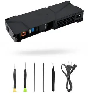 LHM for PS4 Power Supply Replacement ADP-240AR with Power Cord, for CUH-10xx Series Host Source Replacement(5 pin) with Repair Tools and Manual