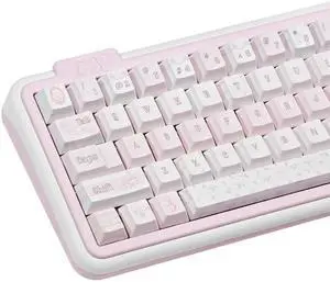 COOMICKEY Cute Cream Keycap Set, 145 Keys Cherry Profile Pink Keycaps, PBT Custom Keycap for Mechanical Keyboard, Compatible with ANSI/ISO Layout