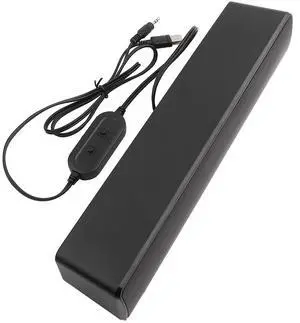Estink PC Soundbar, Plastic USB Wired Stereo Soundbar Music Player Bass Surround Sound Box with 3.5mm Input for Desktop Laptop Tablet PC Smartphones, 12.6 x 2.5 x 2.7inch (Black)