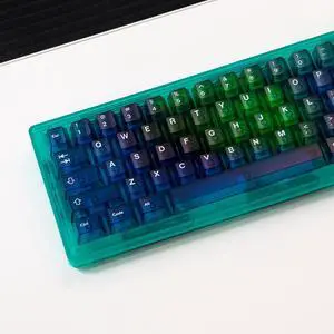 Sumgsn 122 Keys PC Gradient Green Transparent Keycaps Cherry Profile Custom Keycaps Set Fot for 60% 65% 75% Cherry Mx Switches Mechanical Keyboard