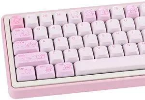 COOMICKEY PBT Keycaps, Minimalist Pink Keycaps Set, Puppy Theme Custom FOA Profile Keycap, Dye Sublimation Round Cute Key Cap for 60% 65% 75% 100% MX Switches Mechanical Keyboard