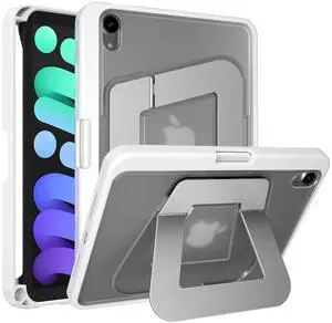 SANDUODD Case for iPad mini A17 Pro, iPad mini 6 case, Dual Multi-Angle Adjustable Kickstand Full Protective iPad Case with Built-in Pencil Holder for Home Office School (White, iPad mini A17 Pro/6th)