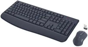 QUASIO Wireless Keyboard and Mouse Combo, Full-Sized 2.4GHz Comfortable Palm Rest and Optical Wireless Mouse for Windows, Mac OS PC/Desktops/Computer/Laptops(Navy Blue)