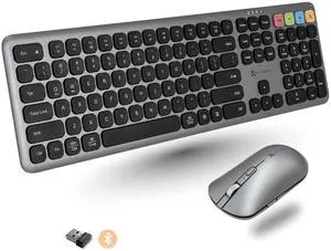 X9 Wireless Bluetooth Keyboard and Mouse Combo (Bluetooth, 2.4Ghz, USB C Wired) - Multi-Device Rechargeable Slim Keyboard and Mouse for Laptop, Windows, PC, Mac, iPad iOS, Android