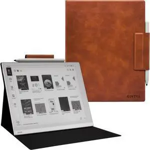 GOVTVA Magnetic Stand Case for Onyx Boox Tablet Go 10.3 (2024 Released) Ultra-Thin Lightweight Leather Cover with Magnetic Pen Buckle, Auto Sleep/Wake, Magnetic Closure (Brown)