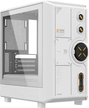 ALSEYE Rams2.0 Mid Tower PC Case Micro-ATX/ITX MATX Tempered Glass Side Panel, ARGB Control Dust Filters Support 180mm CPU Cooler/305mm GPU/160mm PSU 6x120mm Fans 240mm Top Radiator (White)