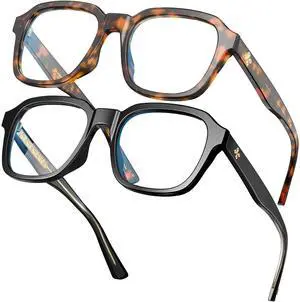 VISOONE Oversized Square Blue Light Blocking Glasses Fashion Computer Eyewear for Women and Men BENNETT