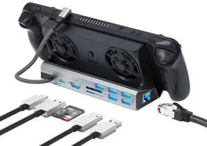 Legion Go/ROG Ally/Steam Deck Dock - 10-in-1 Docking Station Dual Cool Fans Steam, 4K@60Hz, 4 USB Ports, SD/TFU3, 100W PD Charging, Gigabit Ethernet Fit for Steam Deck Legion Go/ROG Ally/Steam Deck Dock - 10-in-1 Docking Station Dual Cool Fans Steam, 4K@60Hz, 4 USB Ports, SD/TFU3, 100W PD Charging, Gigabit Ethernet Fit for Steam Deck
