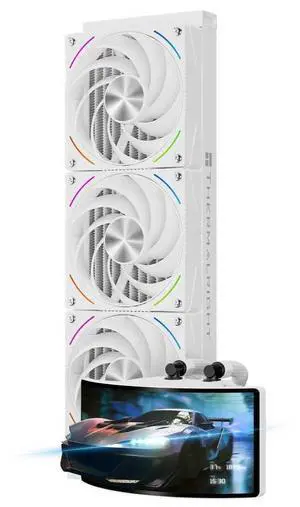 Thermalright Rainbow Vision 360 Turbo ARGB White 360mm Aio Cooler, 60HZ Curved Screen with 2400x1080 Resolution,for AM4/AM5,Intel LGA1851/1700,6.67in 3D with Magnetic Suction Screen,3000RPM Fan Speed