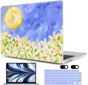MEEgoodo Case for M4/M3/M2 MacBook Air 13.6 inch Case 2025 2024 2022, Fit Model A3240/A3113/A2681, Laptop Hard Shell with Keyboard Cover Compatible with MacBook Air 13 inch, Summer Flowers