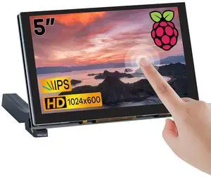 Hosyond 5 inches Touchscreen IPS LCD Display Panel 1024×600 HDMI Capacitive Screen for Raspberry Pi5/Pi4/Pi3/ZERO 2W, BB Black, Windows
