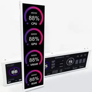 WOWNOVA 9.2" LCD Screen Inside PC Case Computer Temp Monitor Screen, 1 Click 1 Cable to Get Started Quickly PC Temperature Display IPS Sensor Panel CPU RAM HDD Data FPS Mini Monitor (White)
