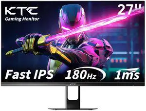 KTC 27 Inch Gaming Monitor 180Hz, Full HD 1920x1080 Fast IPS Computer Monitor, DP 1.4 & HDMI 2.1 Ports 1Ms FreeSync Frameless PC Gamer Monitor, HDR, VESA Mount, H27F22