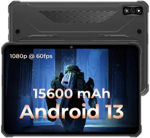 HOTWAV R7 Rugged Tablet Android 13, 15600mAh 10.1 Inch HD+ Waterproof, 12GB+256GB/(2TB TF) Outdoor Work Tablets, 16MP+16MP Camera Octa Core/Daul SIM 4G/IP68&IP69K/Face ID/GPS/OTG/Widevine L1
