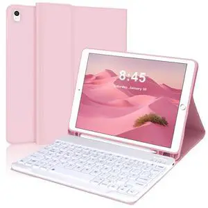 AMOUOGOEY Keyboard Case for iPad 9th Generation 10.2 inch 2021, Smart Folio Cover with Pencil Holder, Rechargeable, Magnetic Wireless Keyboard for iPad 8th Gen/7th Gen/iPad Pro 10.5"/iPad Air 3rd Gen