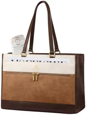 LOVEVOOK Laptop Bag for Women,15.6 Inch Vintage Work Tote Bags for Women,Leather Teacher Bag,Large Computer Bag,Waterproof Handbags Womens Briefcase Office Messenger