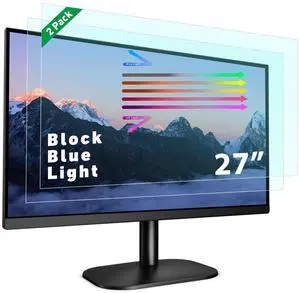 PYS 2-Pack 27 Inch Blue Light Screen Protector for Monitor  16:9 Removable Anti-Blue Light Filter, Eye Strain Relief, UV Protection Film for Computer Monitors
