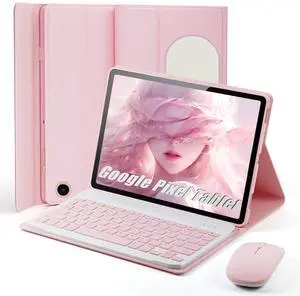 TUNKARMOR Keyboard Case for Google Pixel Tablet 11 inch 2023, Mouse and Detachable Keyboard, PU Leather Cover Case Auto Sleep/Wake - Pink TUNKARMOR Keyboard Case for Google Pixel Tablet 11 inch 2023, Mouse and Detachable Keyboard, PU Leather Cover Case Auto Sleep/Wake - Pink