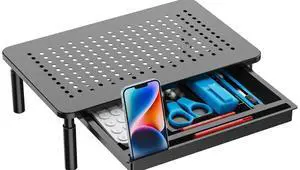 Laptop/Monitor Stand, Tablet Screen, Sturdy Metal Printer Laptop Stand, Adjustable Height with Storage Drawer, Suitable for Monitors/laptops/Tablets.