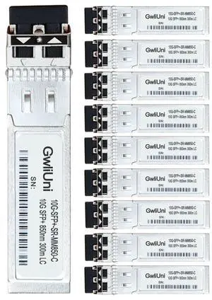 10Pcs Multi-Mode 10G SFP+ Fiber Module Network Transceiver, SR MM850nm 300m, Duplex LC for Switch, Router, Firewall, Network Card, Media Converter etc