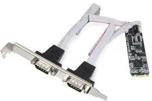IO CREST 2 Port RS-232 DB9 Serial M.2 B+M Key Controller Card SI-ADA15070