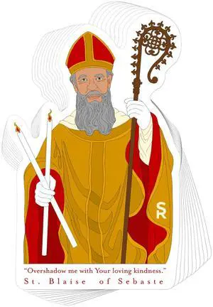 Catholic Concepts | St. Blaise of Sebaste 4 x 2.25 Vinyl Sticker Label Decal Waterproof Cool Accessory for Laptop, Hard Hats, Water Bottles, Scrapbooks, Folders, Cell Phone | 10-Pack