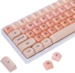 Guffercty kred Neutral Cute Jelly Liquid Foundation Keycaps,132 PCS Custom PBT Keycaps HOA Profile Sweet Aesthetic for Keyboard (Beige Liquid Foundation)