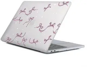 Case Compatible with MacBook Air 13 Inch 2022 2021 2020 2019 2018 Release Model A2337 M1 M2 A2681, Art Protector Cover for Air13 Retina Display with Touch ID-Pink Bow Tie Ribbon & Stars