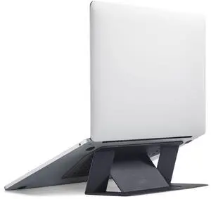 MOFT Laptop Stand for Desk, Adhesive MacBook Computer Stand with 2 Adjustable Viewing Angles, Foldable and Portable Laptop Riser Compatible with 11"-16" Laptops, Black(Adhesive Version)