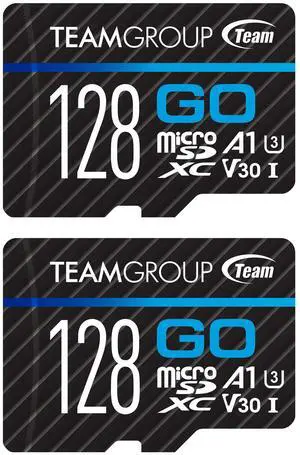 TEAMGROUP GO Card 128GB x 2 Pack Micro SDXC UHS-I U3 V30 4K for GoPro & Action Cameras High Speed Flash Memory Card with Adapter for Outdoor, Sports, 4K Shooting TGUSDX128GU364
