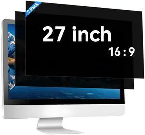 MOSISO 2 Pack 27 inch Computer Privacy Screen for 16:9 Aspect Ratio Monitor, Double Sided Anti-Glare Eye Protection Blue Light Blocking Screen Protector, Removable Anti-Scratch Privacy Filter