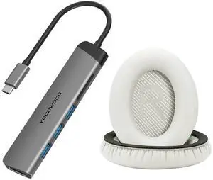 USB C Hub 6-in-1 Multiport Adapter Dongle and Ear Pads Replacement fit Bose QuietComfort QC35/QC35 II