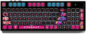 Thekapco x Pixel Jeff Neon Japan Keycap Set, 120 Keys ASA PC PBT Keycap Set, Dye Sub Shine Through 4-Sided Crystal Key Caps, Japanese Style Keycaps for MX Switches Mechanical Keyboard