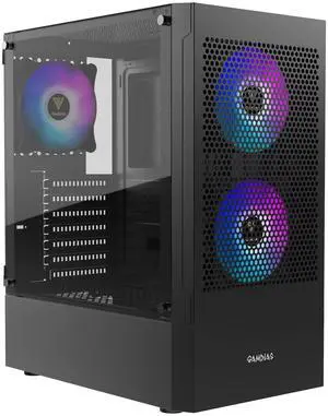 GAMDIAS Gaming ATX Mid Tower PC Computer Case with Tempered Glass, 3 Built-in 120mm ARGB Desktop Case Fans, Support Up to 360mm AIO/Radiator, 5x 120mm Fans, 300mm GPU/VGA, 150mm PSU & 160mm CPU Cooler