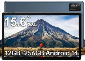 HOOGEE 15.6 Inch Pro Tablet Android 14 Large Tablets 2025 Helio G99 Octa-Core 12GB+256GB, 1TB Expandable, 1080P 12000mAh 30W Fast Charge (Inches, 15.6, Blue, 256, GB)