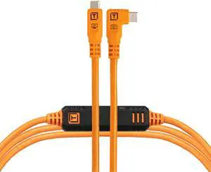 Tether Tools TetherPro Optima 10G USB-C Exclusive Data Transfer, 6 (1.8m) Straight to Right Angle Cable - Orange