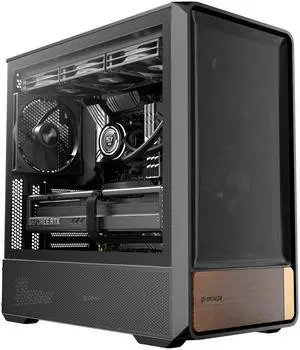 Okinos Air Cross, Genuine Walnut Wood ATX Case, 3×140mm PWM Fan & 2x120mm Reverse PWM Fan Pre-Installed, Airflow Optimized Mesh Panels, Back-Connect Motherboard Compatible, Mid Tower PC Case, Type C