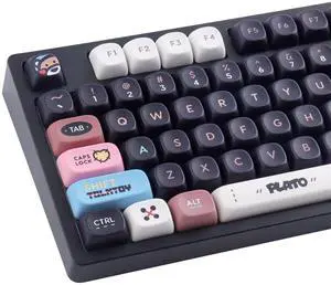 Tsungup PBT Keycaps-Black Cute MOA Keycaps,130 Keys Dye Sub Bear Theme Custom Key Caps Keyboard Keycap Set for 100%, 75%, 65%, 60% Mechanical Keyboard