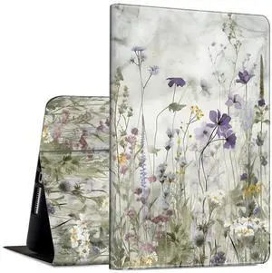 Case for All-New Kindle Fire HD 10 & 10 Plus Tablet (11th Generation, 2021 Release) 10.1" Slim Lightweight PU Leather Shock-Proof Smart Stand Cover Case with Auto Wake/Sleep, Wildflower
