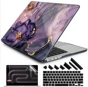 DONGKE Case for M5 MacBook Pro 14 inch 2025 2024-2021 M4 M3 M2 M1, Plastic Hard Shell Cover Compatible with A3434 A3112 A3401 A3185 A2992 A2779 A2442, Retina XDR Display & Touch ID, Purple Hydrangea