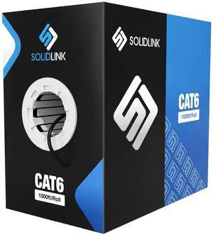SolidLink 1000ft CAT6 4/UTP Solid Copper Clad Aluminum Conductor Cable 23AWG LAN Network Ethernet 550Mhz Wire (Black)