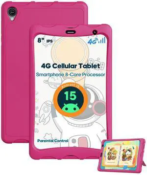 HAOVM Tablet 8 Inch Android 15,MTK Octa-Core CPU 2.0GHz4G SIM Unlocked Tablet, 12 GB+64 GB, TF Expandable, IPS Display, 5G WiFi, 5MP+8MP Dual Cameras,5100mAh, GPS, Pink Case
